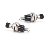 Lecreatekit Confezione da 10 PBS-110 per mini interruttore a pulsante, senza serratura per accensione/spegnimento istantaneo, argento nero, 1500 V AC, per controllo industriale