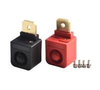 Lecreatekit Confezione da 2 morsetti ad alta corrente da 130 A, in ottone, con perno M8 per batteria con guscio in PBT ignifugo, per autoradio, alimentazione solare, rosso e nero