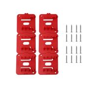 Lecreatekit Confezione da 6 supporti per batterie da 18 V per 48-11-1812, in plastica ABS rossa, con meccanismo di bloccaggio e viti, per l'organizzazione degli attrezzi da officina