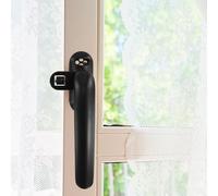 Lecreatekit Coppia di maniglie nere in lega di alluminio con design di bloccaggio per finestre scorrevoli a battente, include viti e distanziatori per casa e ufficio