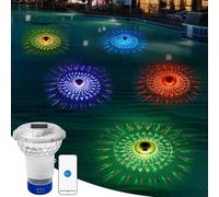 Lecreatekit Galleggiante per piscina alimentato dal sole con luci LED colorate per l'erogazione automatica di tablet, compatibile con tablet da 1" e 3", per piscine e spa