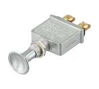 Lecreatekit Interruttore push pull resistente, 75 A, 6-28 V CC, 2 posizioni on-off con manopola cromata, corpo in lega di zinco per fari marini automobilistici