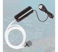 Lecreatekit Ossigenatore ad aria per acquario USB silenzioso per boccia dei pesci, 5 V 1 A, portatile, con USB per auto, per pesca e trasporto di frutti di mare, nero, 1 m