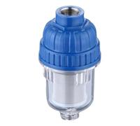 Lecreatekit Prefiltro dell'acqua in acciaio inossidabile, purificatore doccia da 1/2 pollici per riduzione della scala, alloggiamento visibile blu e argento