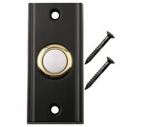 Lecreatekit Pulsante per campanello in metallo illuminato con interruttore a pressione cablato con LED per sistemi a bassa tensione 12-24 V, rettangolare, nero, per porta d'ingresso esterna, ricambio