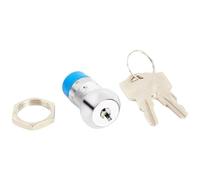 Lecreatekit Serratura a cilindro con interruttore di ripristino di sicurezza, da 19 mm, in lega di zinco, con chiavi in ottone, per armadi di controllo elettrici, rack server e porte di fuga, blu