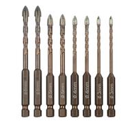 Lecreatekit Set di 8 punte da trapano esagonali a croce per piastrelle, vetro, metallo, legno, plastica, 3-6 mm, multimateriale, per trapano elettrico a mano