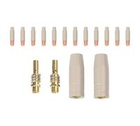 Lecreatekit Set di ugelli per saldatura airless da 16 pezzi per spray 15AK - Ugelli di protezione rivestiti antiaderenti da 0,8 mm, supporti per punte in alluminio aeronautico e clip per elettrodi in