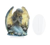 Lecreatekit Splendida decorazione a forma di ali d'angelo in acrilico grigio, decorazione religiosa da parete per soggiorno, scrivania, giardino, decorazione per la casa, simbolo della fede, 20 x 17