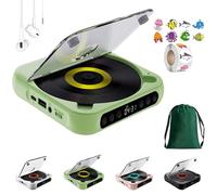 Lecteur CD portable avec Bluetooth, 2025 Nouveau Lecteur CD Compatible Bluetooth avec Casque, Prend en Charge les Modes USB/BT et Répétition (Verde)
