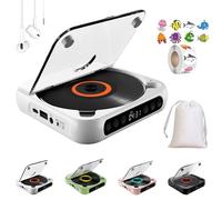 Lecteur CD portable avec Bluetooth, 2025 Nouveau Lecteur CD Compatible Bluetooth avec Casque, Prend en Charge les Modes USB/BT et Répétition (Bianco)