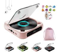 Lecteur CD portable avec Bluetooth, 2025 Nouveau Lecteur CD Compatible Bluetooth avec Casque, Prend en Charge les Modes USB/BT et Répétition(Rosa)