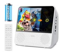 Lecteur DVD portable avec écran 7", batterie 4000mAh, Bluetooth/USB/AV | Luminosité réglable, lecteur DVD portable Toute région pour la télévision, longue distance / voyage en voiture (blanc)