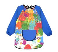 LECTNORE Bambini Grembiule da pittura Impermeabile Grembiule da pittura Manica lunga per bambini Bambini Grembiule da arte con tasche per dipingere Cucinare Mangiare (Altezza 100-120 cm, maniche blu)