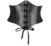 LECTNORE Cinturón de corsé, cinturón de corsé negro para mujer, cinturón elástico para disfraz, cinturón elástico con cordones, cinturones de corsé atados (L)