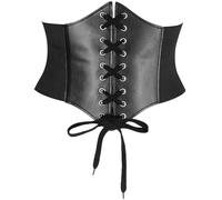 LECTNORE Cinturón de corsé, cinturón de corsé negro para mujer, cinturón elástico para disfraz, cinturón elástico con cordones, cinturones de corsé atados (S)