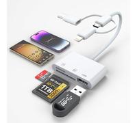 Lector de tarjetas de memoria 6 en 1 universal OTG Micro SD/TF/USB con USB, Lightning, Micro, puertos tipo C para iOS, Android, compatible con iPhone, iPad, Samsung, tabletas, MacBook