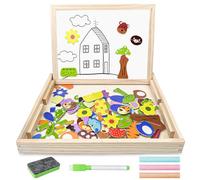Lectorias 120 Pezzi Puzzle Magnetico Legno con Lavagna a Double Face, Educativi Puzzle Regalo Bambini, Giochi Montessori, Giochi Puzzle, Lavagna Magnetica Animali Giocattolo per Bambino, Bambina