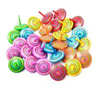 Lectorias 30 Pezzi Trottola in Legno, Trottole Compleanno Bambini Colorati, Giroscopio Mini 6 Colore, Giocattoli Creativi Colorati Artigianali set per Feste di Compleanno o Come Regalo per le Feste