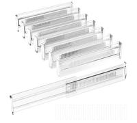 Lectorias 8 Pezzi Divisori per Cassetti Regolabili, Organizer Cassetto Bagno Trasparente, Separatori Armadio Interno in Plastica, Divisorio Cassettiera, per Ufficio, Bagno, Camera da Letto, Cucina