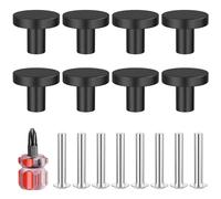 Lectorias 8 Pezzi Pomelli per Mobili, 25 * 20 mm Pomelli per Cassetti, Rotondo Pomelli Neri, Pomolo per Mobili con Viti, Pomelli Armadio, Manopole per Mobili, per Armadietti, Cassettiere, Cucina