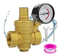 Lectorias DN20 Riduttore di Pressione Acqua con Manometro Pressione Acqua, Regolatore di Pressione Acqua in Ottone, Valvola Diriduzione Della Pressione, Riduciatore Della Pressione Dell'Acqua