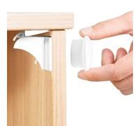 Lectorias Set da 10 Pezzi Chiusura Cassetti per Bambini, Chiusure Sicurezza, Blocco Cassettis Magnetici, Serratura Sicurezz Magnetiche, Serrature Calamita con Chiave, per Protezione dei Bambin, Bianc