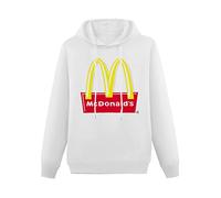 Lectoure Pure Long Sleeve Sweatshirts for Men Designed McDonalds Cotton Heavyweight Hooded Shirts White 3XL