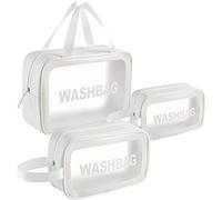 LEcylankEr Beauty Case da Viaggio Trasparente Set, Trousse Trucchi Donna, Borsa da Toilette in PU-PVC (Bianco)