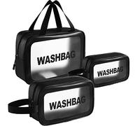 LEcylankEr Beauty Case da Viaggio Trasparente Set, Trousse Trucchi Donna, Borsa da Toilette in PU-PVC (Nero)