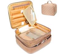 LEcylankEr Beauty Case Donna Grande, Borsa Cosmetica a Doppio Strato Portatile, Pochette Trucchi da Viaggio con Scomparti Multipli, Beauty Case Trucchi Impermeabile di Grande Capacità (Marrone)