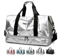 LEcylankEr Borsone Palestra Donna con Scomparto per Scarpe Borsone da Viaggio Impermeabile per Donna Borsa Palestra Grande Elegante con Scomparto Umido (Argento)