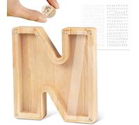 LEcylankEr Salvadanaio per bambini Salvadanaio personalizzato con lettere dalla A alla Z Salvadanaio in legno trasparente con lettere decorazione salvadanaio creativo regali per compleanno, Natale,