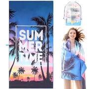LEcylankEr Telo Mare Grande 180x90 cm Telo Mare Microfibra Teli Mare Antisabbia Asciugamano Mare per sedie da Spiaggia/Piscina/Spiaggia (Albero di cocco al tramonto)