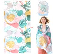 LEcylankEr Telo Mare Grande 180x90 cm Telo Mare Microfibra Teli Mare Antisabbia Asciugamano Mare per sedie da Spiaggia/Piscina/Spiaggia (Fiori e foglie fresche)