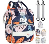 LEcylankEr Zaino Mamma Multifunzione Neonato Grande Capacità Borsa per Pannolini in Tessuto Oxford con Tasche Isolanti Zaino Fasciatoio per Cambio (Nero - Colorato)