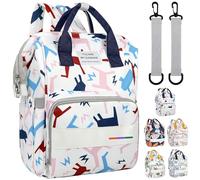 LEcylankEr Zaino Mamma Multifunzione Neonato Grande Capacità Borsa per Pannolini in Tessuto Oxford con Tasche Isolanti Zaino Fasciatoio per Cambio (Bianco - Colorato)