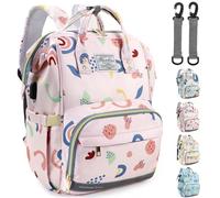 LEcylankEr Zaino Mamma Zaino Fasciatoio Neonato di Grande Capacità Zaino Neonato Multifunzionale con Scomparti Multipli Zaino per Passeggino per Viaggiare Regalo per Nuovi Genitori (Rosa-Graffiti)