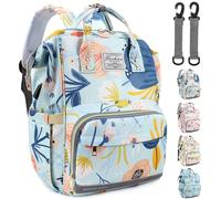 LEcylankEr Zaino Mamma Zaino Fasciatoio Neonato di Grande Capacità Zaino Neonato Multifunzionale con Scomparti Multipli Zaino per Passeggino per Viaggiare Regalo per Nuovi Genitori (Blu-Floreale)
