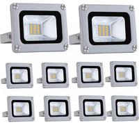 LED 10w Proiettore di Inondazione Esterno Ip65 Impermeabile Luce di Inondazione di Sicurezza 6500k 800lm Illuminazione Esterna Super Luminosa per Garage, Portico, Cortile, Giardino, 10pack, 10W