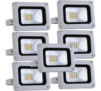 LED 10w Proiettore di Inondazione Esterno Ip65 Impermeabile Luce di Inondazione di Sicurezza 6500k 800lm Illuminazione Esterna Super Luminosa per Garage, Portico, Cortile, Giardino, 7pack, 10W