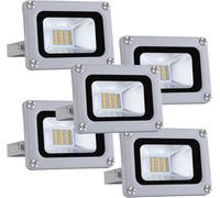 LED 10w Proiettore di Inondazione Esterno Ip65 Impermeabile Luce di Inondazione di Sicurezza 6500k 800lm Illuminazione Esterna Super Luminosa per Garage, Portico, Cortile, Giardino, 5pack, 10W