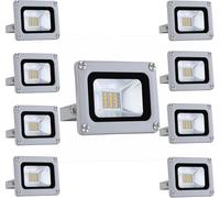 LED 10w Proiettore di Inondazione Esterno Ip65 Impermeabile Luce di Inondazione di Sicurezza 6500k 800lm Illuminazione Esterna Super Luminosa per Garage, Portico, Cortile, Giardino, 9pack, 10W