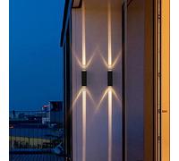 LED 2Pz 20W Lampada da parete su e giù - Apparecchio di illuminazione da parete per esterni nero - Applique da parete per esterni impermeabile IP65 - Applique per garage giardino portico - 3000K