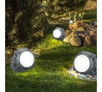 LED 3er Set Giardino Esterno Lampada Luce Solare Pietra-Design Illuminazione