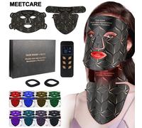 LED 8 colori maschera per il viso e collo luce rossa vicino alla terapia a infrarossi antietà rughe acne pori controllo del petrolio pelle stringere lo sbiancamento