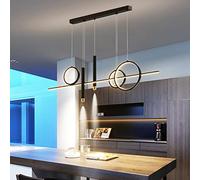 LED a Sospensione dimmerabile con Telecomando Pendente 62 W Altezza Regolabile Moderna Lampada ad Anello in Alluminio per Camera da Letto Soggiorno Sala da Pranzo plafoniera a soffitto, Nero, Nero
