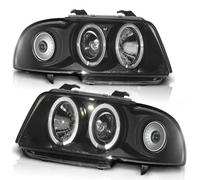 LED Angel Eyes Faro Anteriore Coppia Compatibile con Audi A4 B5 94-98 Nero
