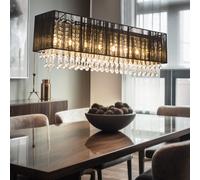 LED Appesa Lampada Sospensione Vetro Cristallo Dormire Camera Coprire Seta Nero [EEK: F]