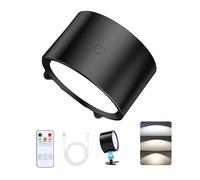 LED Applique da Parete Interno, Applique Ricaricabili, Illuminazione su Entrambi i Lati, 3 Temperature di Colore, Telecomando e Comando Touch, Senza Fili Dimmerabile con Rotazione a 360° e Timer